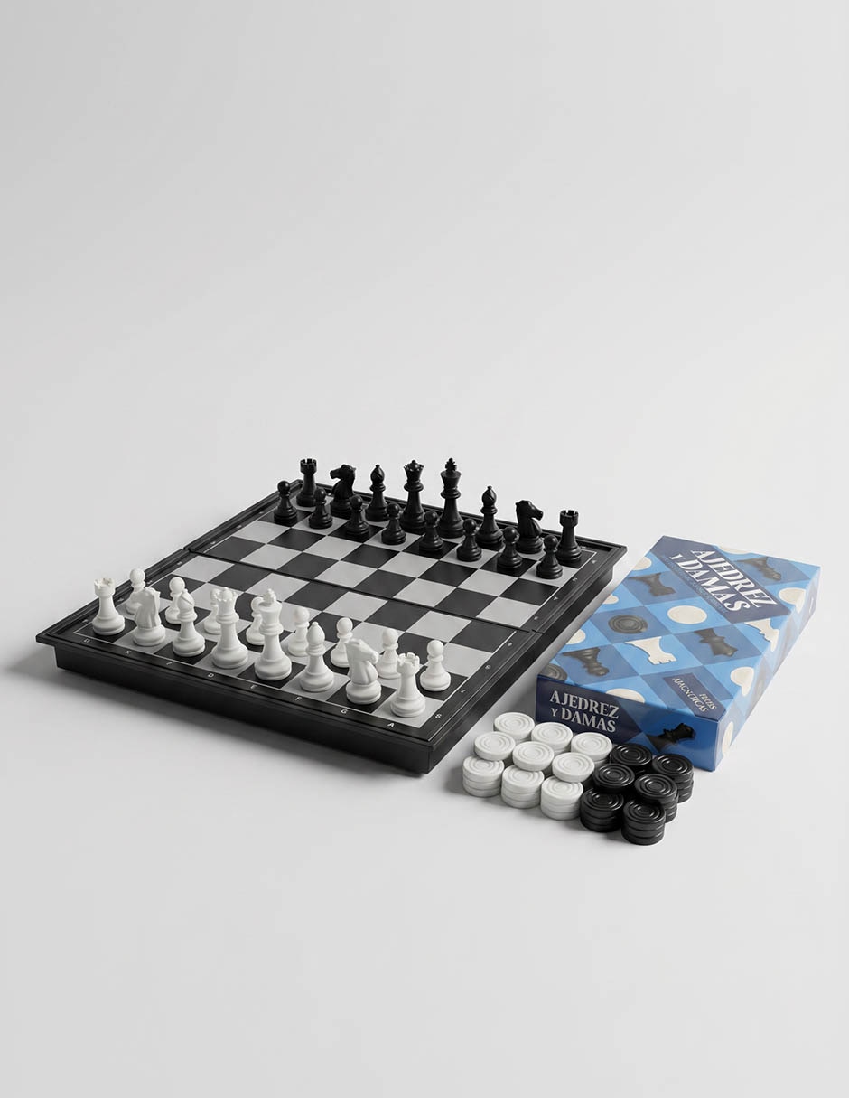 Juego de mesa set de juegos magnetico 2 en 1 ajedrez y damas novelty