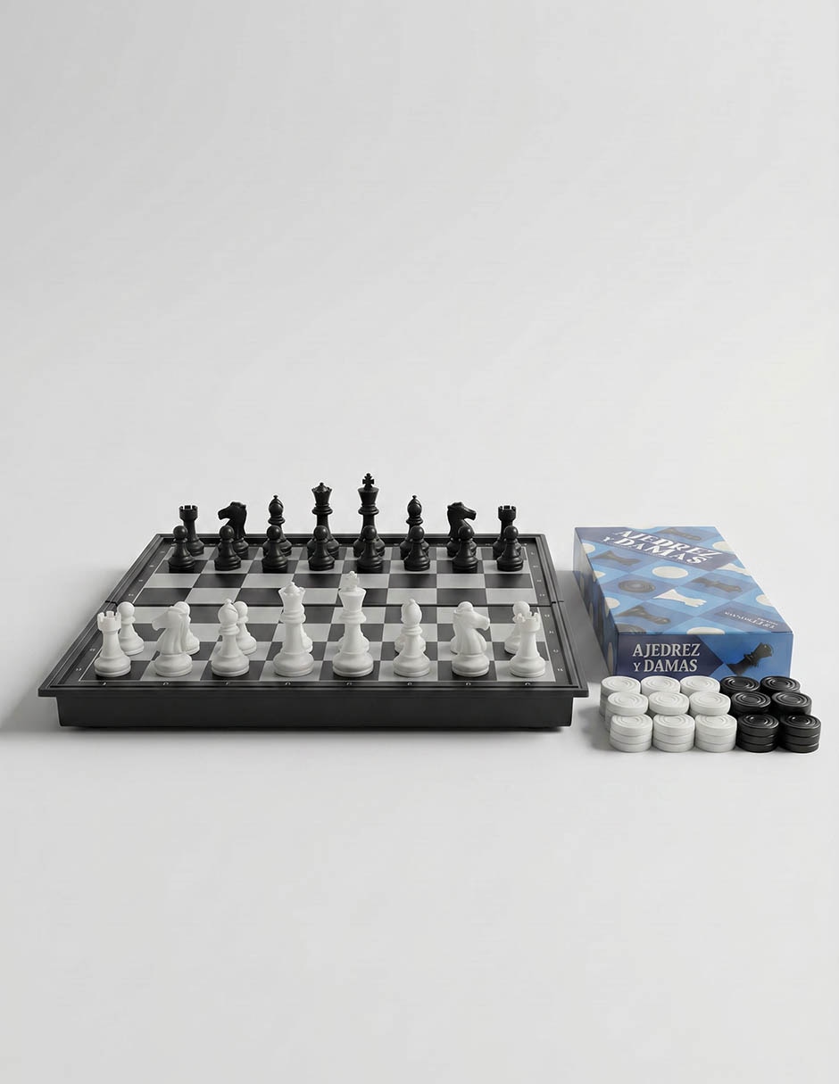 Juego de mesa set de juegos magnetico 2 en 1 ajedrez y damas novelty
