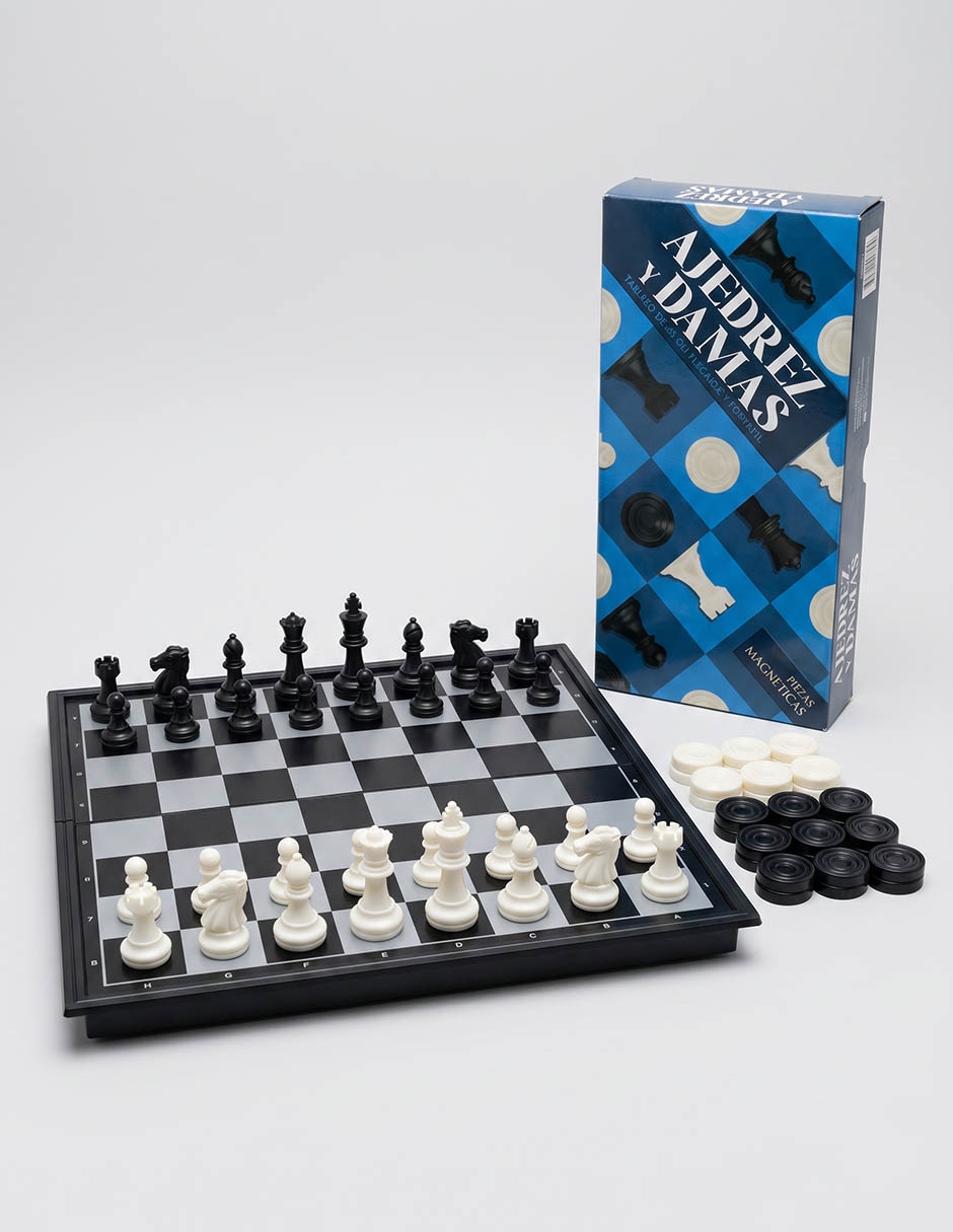 Juego de mesa set de juegos magnetico 2 en 1 ajedrez y damas novelty